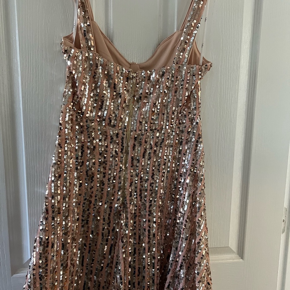 LuLu’s gold, silver, and pink sequin dress!